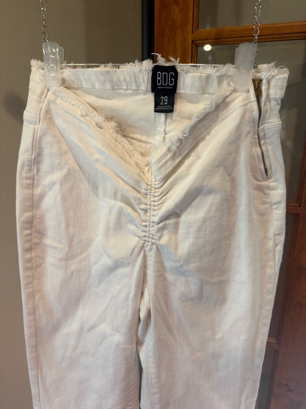 BDG Urban Outfitters White Flare Jeans Size 29 Raw Hem High Rise Y2K Boho - Picture 5 of 12